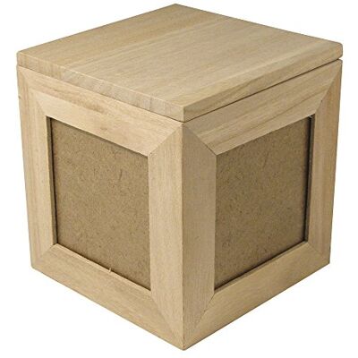 Rayher Trä fotoram kub och minneslåda, 12 cm x 12 cm x 12 cm, trä Rayher Trä fotoram kub och minneslåda, 12 cm x 12 cm x 12 cm, trä