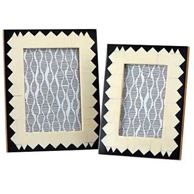 Main + Mesa dekorativ harts bordsskiva fotoram 2-delat set innehåller 12,7 cm x 17,8 cm och 10 cm x 15 cm, svart och benvitt fyrkantigt mönster Main + Mesa dekorativ harts bordsskiva fotoram 2-delat set innehåller 12,7 cm x 17,8 cm och 10 cm x 15 cm, svart och benvitt fyrkantigt mönster