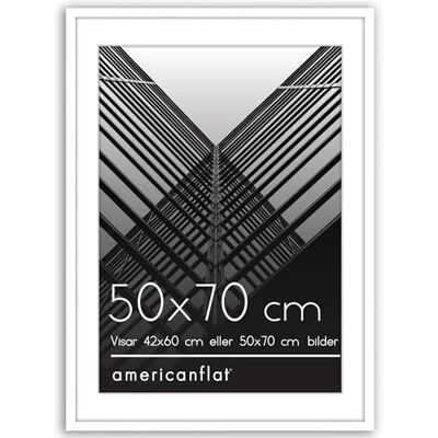 Americanflat 50x70 cm ram med polerat splittersäkert glas – Använd som 42x60 cm med passepartout eller hela fotot utan passepartout – Streamline Collection – Tunn kant för vägg – Vit Americanflat 50x70 cm ram med polerat splittersäkert glas – Använd som 42x60 cm med passepartout eller hela fotot utan passepartout – Streamline Collection – Tunn kant för vägg – Vit