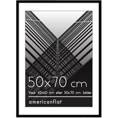 Americanflat 50x70 cm ram med polerat splittersäkert glas – Använd som 42x60 cm med passepartout eller hela fotot utan passepartout – Streamline Collection – Tunn kant för vägg – Svart Americanflat 50x70 cm ram med polerat splittersäkert glas – Använd som 42x60 cm med passepartout eller hela fotot utan passepartout – Streamline Collection – Tunn kant för vägg – Svart