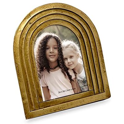 Isaac Jacobs 2 x 3 vertikal guldbåge harts bildram med tonad design, dekorativ fotoram, bordsskiva och väggskärm, hängande display och heminredning (2 x 3, guld) Isaac Jacobs 2 x 3 vertikal guldbåge harts bildram med tonad design, dekorativ fotoram, bordsskiva och väggskärm, hängande display och heminredning (2 x 3, guld)