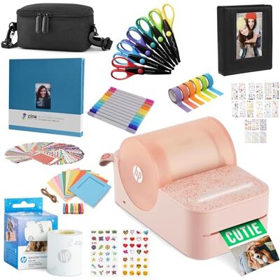 HP Sprocket Panorama Instant Portable Color Etikett- och fotoskrivare (rosa) hantverkspaket med fodral, Zink-rulle, fotoalbum, markörer, sax, tejp, klistermärken och ramar HP Sprocket Panorama Instant Portable Color Etikett- och fotoskrivare (rosa) hantverkspaket med fodral, Zink-rulle, fotoalbum, markörer, sax, tejp, klistermärken och ramar