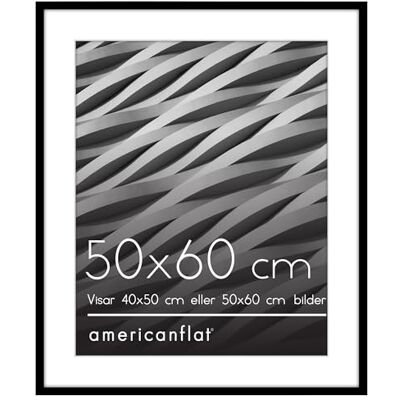 Americanflat 50x60 cm ram med polerat splittersäkert glas – Använd som 40x50 cm med passepartout eller hela fotot utan passepartout – Streamline Collection – Tunn kant för vägg – Svart Americanflat 50x60 cm ram med polerat splittersäkert glas – Använd som 40x50 cm med passepartout eller hela fotot utan passepartout – Streamline Collection – Tunn kant för vägg – Svart