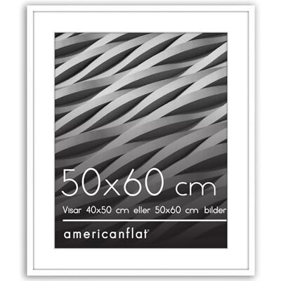Americanflat 50x60 cm ram med polerat splittersäkert glas – Använd som 40x50 cm med passepartout eller hela fotot utan passepartout – Streamline Collection – Tunn kant för vägg – Vit Americanflat 50x60 cm ram med polerat splittersäkert glas – Använd som 40x50 cm med passepartout eller hela fotot utan passepartout – Streamline Collection – Tunn kant för vägg – Vit