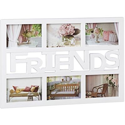 Relaxdays Bildram vänner, galleriram för 6 foton, fotokollage ram, liggande plast, HBT: 33 x 48 x 1,5 cm, vit Relaxdays Bildram vänner, galleriram för 6 foton, fotokollage ram, liggande plast, HBT: 33 x 48 x 1,5 cm, vit
