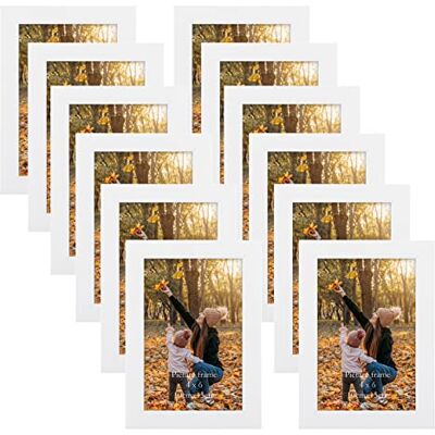 EXYGLO Set med 12 bildramar 10 x 15 cm, vit fotoram kollage för 15 x 10 cm foton och bilder, modern ram lätt och tunn – vägg- eller bordsstativ EXYGLO Set med 12 bildramar 10 x 15 cm, vit fotoram kollage för 15 x 10 cm foton och bilder, modern ram lätt och tunn – vägg- eller bordsstativ