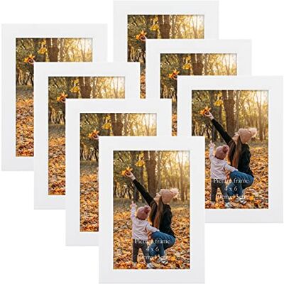 EXYGLO Uppsättning av 7 bildramar 10 x 15 cm, vit fotoram collage för 15 x 10 cm foton och bilder, modern ram lätt och tunn – vägg- eller bordsstativ EXYGLO Uppsättning av 7 bildramar 10 x 15 cm, vit fotoram collage för 15 x 10 cm foton och bilder, modern ram lätt och tunn – vägg- eller bordsstativ