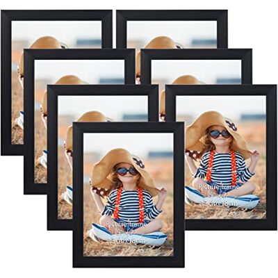 EXYGLO Uppsättning av 7 bildramar 13 x 18 cm, svart fotoram collage för 18 x 13 cm foton och bilder, mörk ram lätt och tunn – vägg- eller bordsstativ EXYGLO Uppsättning av 7 bildramar 13 x 18 cm, svart fotoram collage för 18 x 13 cm foton och bilder, mörk ram lätt och tunn – vägg- eller bordsstativ
