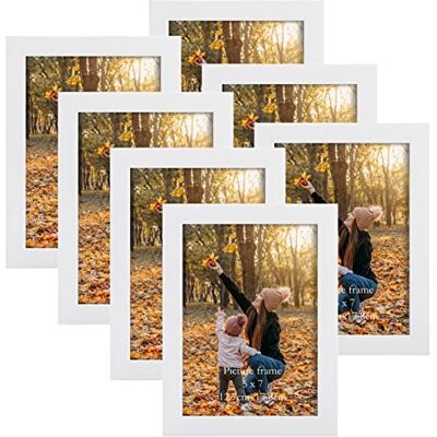 EXYGLO Uppsättning av 7 bildramar 13 x 18 cm, vit fotoram collage för 18 x 13 cm foton och bilder, modern ram lätt och tunn – vägg- eller bordsstativ EXYGLO Uppsättning av 7 bildramar 13 x 18 cm, vit fotoram collage för 18 x 13 cm foton och bilder, modern ram lätt och tunn – vägg- eller bordsstativ