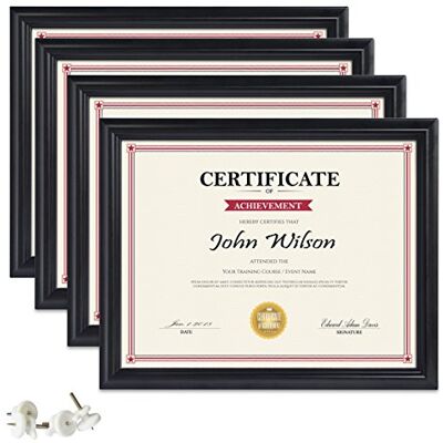 PETAFLOP Certifikatramar 8,5 x 11 fotoram svart bildram vägg- och bordsmonteringstyp paket med 4 PETAFLOP Certifikatramar 8,5 x 11 fotoram svart bildram vägg- och bordsmonteringstyp paket med 4