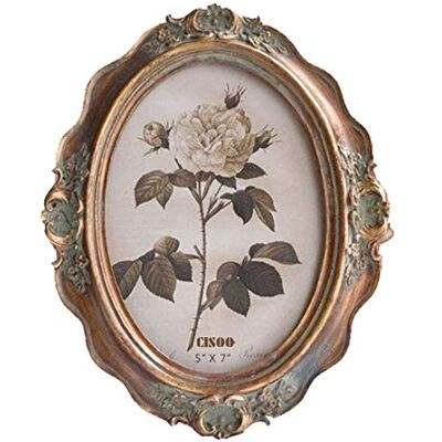 CISOO vintage oval bildram 5 x 7 antik fotoram bordsskärm och vägghängande heminredning (brons guld) CISOO vintage oval bildram 5 x 7 antik fotoram bordsskärm och vägghängande heminredning (brons guld)