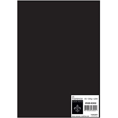 Creative Florence Cardstock Smooth – färgade korttillbehör A5 – svart – 200 ark – färgat papper för scrapbooking, korttillverkning och annat pappershantverk – 300 GSM Creative Florence Cardstock Smooth – färgade korttillbehör A5 – svart – 200 ark – färgat papper för scrapbooking, korttillverkning och annat pappershantverk – 300 GSM