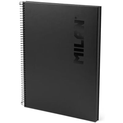 MILAN ® A4 anteckningsbok med inbunden spiral rutat papper 80 ark 95 gr/m² svart Shadow Collection MILAN ® A4 anteckningsbok med inbunden spiral rutat papper 80 ark 95 gr/m² svart Shadow Collection