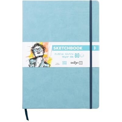 DARWI For You DF80021290008C Carnet Cousu Sketchbook A4 21x29,7 cm 140g 80 Feuilles Papier Dessin Blanc Couverture Rigide Bleu Pâle DARWI For You DF80021290008C Carnet Cousu Sketchbook A4 21x29,7 cm 140g 80 Feuilles Papier Dessin Blanc Couverture Rigide Bleu Pâle