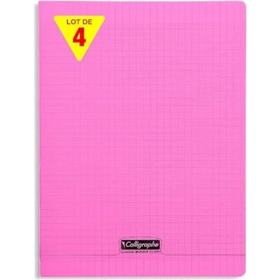 Calligraphe 18381Cpack En uppsättning med 4 rosa häftade anteckningsböcker (ett varumärke från Clairefontaine) 24 x 32 cm 192 sidor stora rutor vitt papper 90 g transparent polyproomslag Calligraphe 18381Cpack En uppsättning med 4 rosa häftade anteckningsböcker (ett varumärke från Clairefontaine) 24 x 32 cm 192 sidor stora rutor vitt papper 90 g transparent polyproomslag