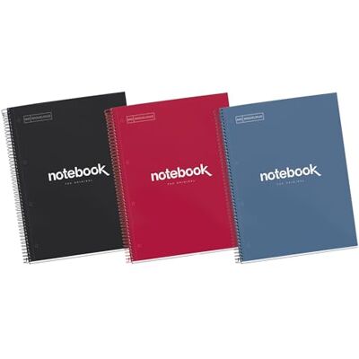 Miquelrius Pack 3 Emotions Squared A4 Notebooks Mikroperforerad spiral, fodrad kartong, storlek 210 x 297 mm, 4 hål, 80 ark à 90 g, 5x5 m rutnät, Intensiv Miquelrius Pack 3 Emotions Squared A4 Notebooks Mikroperforerad spiral, fodrad kartong, storlek 210 x 297 mm, 4 hål, 80 ark à 90 g, 5x5 m rutnät, Intensiv