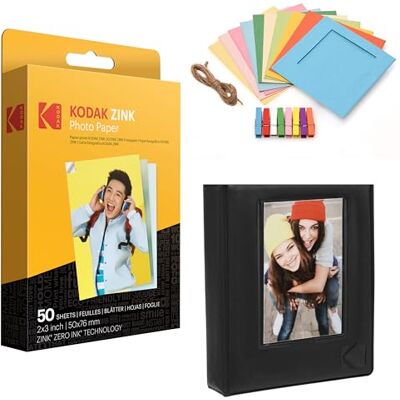 Kodak 5,1 x 7,6 cm premium fotopapper (50 ark) färgglada fyrkantiga fotoramar att hänga upp + fotoalbum (kompatibel med tryck) Kodak 5,1 x 7,6 cm premium fotopapper (50 ark) färgglada fyrkantiga fotoramar att hänga upp + fotoalbum (kompatibel med tryck)