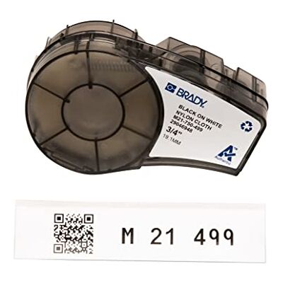 Brady M21-750-499 etiketttejp, nylon, svart på vitt, kompatibel med BMP21-PLUS, ID PAL och LABPAL skrivare, längd 40,6 cm, bredd 1,9 cm, 19,05 mm x 4,88 m Brady M21-750-499 etiketttejp, nylon, svart på vitt, kompatibel med BMP21-PLUS, ID PAL och LABPAL skrivare, längd 40,6 cm, bredd 1,9 cm, 19,05 mm x 4,88 m