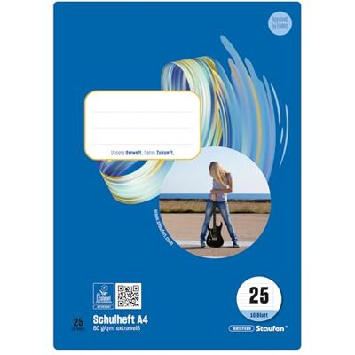 Staufen Style skolhäfte – 10 häften vardera, 16 ark, DIN A4, linjerat 25 (9 mm linjerat med kant), 80 g/m² återvunnet papper Staufen Style skolhäfte – 10 häften vardera, 16 ark, DIN A4, linjerat 25 (9 mm linjerat med kant), 80 g/m² återvunnet papper