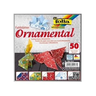 folia 490/1515 – Fällbara blad ornamental, 15 x 15 cm, 80 g/kvm, 50 ark blandade i 5 motiv – perfekt för vackra vikfigurer och former folia 490/1515 – Fällbara blad ornamental, 15 x 15 cm, 80 g/kvm, 50 ark blandade i 5 motiv – perfekt för vackra vikfigurer och former