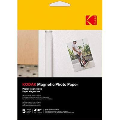 Kodak Magnetiskt fotopapper – paket med 5 fotopappersark – format 10 x 15 cm – kompatibel med bläckstråleskrivare Kodak Magnetiskt fotopapper – paket med 5 fotopappersark – format 10 x 15 cm – kompatibel med bläckstråleskrivare