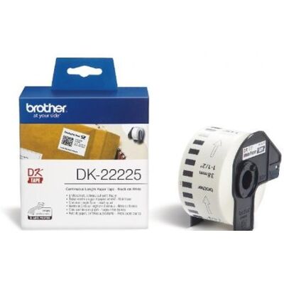 Brother Kontinuerligt papper för DK-22225 skrivare, vit, 38 x 30,48 m Brother Kontinuerligt papper för DK-22225 skrivare, vit, 38 x 30,48 m