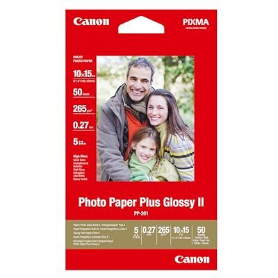 Canon PP-201 Plus II fotopapper, glansigt, 265 g/m2, 10 x 15 cm (4 x 6 tum), 50 ark 2311B003 Canon PP-201 Plus II fotopapper, glansigt, 265 g/m2, 10 x 15 cm (4 x 6 tum), 50 ark 2311B003