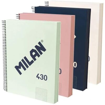 MILAN ® 4-pack A4-anteckningsböcker, inbunden, rutat papper (5 x 5 mm), 120 ark med 95 gr/m², gummikollektion 430 MILAN ® 4-pack A4-anteckningsböcker, inbunden, rutat papper (5 x 5 mm), 120 ark med 95 gr/m², gummikollektion 430