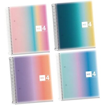 Miquelrius 4-pack A5-anteckningsböcker, 120 ark 70 g/m², fyrkantiga anteckningsböcker, polypropenanteckningsböcker, spiral, 2 arkivborrar, perfekt för skolstart eller kontor, Aurora-samling Miquelrius 4-pack A5-anteckningsböcker, 120 ark 70 g/m², fyrkantiga anteckningsböcker, polypropenanteckningsböcker, spiral, 2 arkivborrar, perfekt för skolstart eller kontor, Aurora-samling