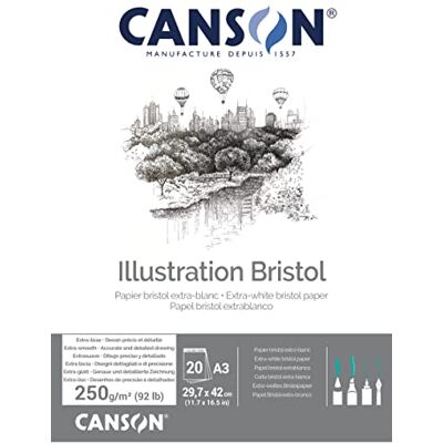 Canson 200457121 Bristol ritkartong, A3, hög vit, A3-29,7 x 42 cm Canson 200457121 Bristol ritkartong, A3, hög vit, A3-29,7 x 42 cm
