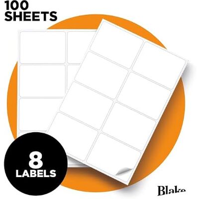 Blake Purely Labels, 8 per A4-ark, förpackning med 100 ark, 880 totalt, självhäftande vanliga adressskrivaretiketter, lämplig för digitala skrivare 99,1 x 67,7 mm Blake Purely Labels, 8 per A4-ark, förpackning med 100 ark, 880 totalt, självhäftande vanliga adressskrivaretiketter, lämplig för digitala skrivare 99,1 x 67,7 mm