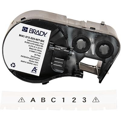 Brady Vinyletikettband för etikettskrivare BMP41/BMP51/BMP53/M511 – självhäftande skrivaretiketter – svart på vit (9,53 mm (B) x 7,62 m (L)) – M4C-375-595-WT-BK Brady Vinyletikettband för etikettskrivare BMP41/BMP51/BMP53/M511 – självhäftande skrivaretiketter – svart på vit (9,53 mm (B) x 7,62 m (L)) – M4C-375-595-WT-BK
