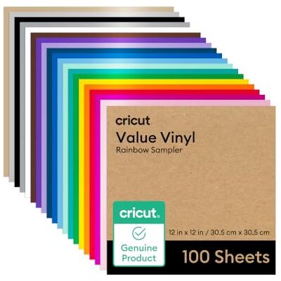 Cricut Value permanent vinyl – 30 m regnbågsprovtagare, 12 tum x 12 tum ark (100 stycken) Cricut Value permanent vinyl – 30 m regnbågsprovtagare, 12 tum x 12 tum ark (100 stycken)