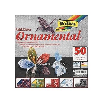 folia 490/2020 – Fällbara blad ornamental, 20 x 20 cm, 80 g/kvm, 50 ark blandade i 5 motiv – perfekt för vackra vikfigurer och former folia 490/2020 – Fällbara blad ornamental, 20 x 20 cm, 80 g/kvm, 50 ark blandade i 5 motiv – perfekt för vackra vikfigurer och former