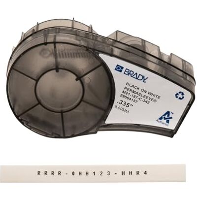 Brady (M21-187-C-342) PermaSleeve krympslangar av polyolefin för BMP21-PLUS; BMP21 8,50 mm x 2,10 m svart på vitt Brady (M21-187-C-342) PermaSleeve krympslangar av polyolefin för BMP21-PLUS; BMP21 8,50 mm x 2,10 m svart på vitt