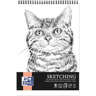 Oxford Artistic skissblock A3-katt, 50 ark, ritblock med spiral, sketchbook, konstblock 90 g/m² syrafritt papper, ritbok med stabil baksida, skissbok för ritning och skisser Oxford Artistic skissblock A3-katt, 50 ark, ritblock med spiral, sketchbook, konstblock 90 g/m² syrafritt papper, ritbok med stabil baksida, skissbok för ritning och skisser