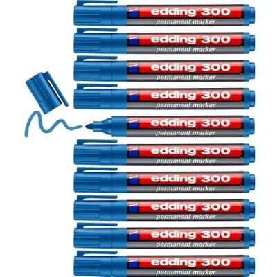 edding 300 permanent markör – ljusblå – 10 pennor – rund spets 1,5–3 mm – vattentät, snabbtorkande – torkbeständig – för kartong, plast, glas, trä, metall, glas edding 300 permanent markör – ljusblå – 10 pennor – rund spets 1,5–3 mm – vattentät, snabbtorkande – torkbeständig – för kartong, plast, glas, trä, metall, glas