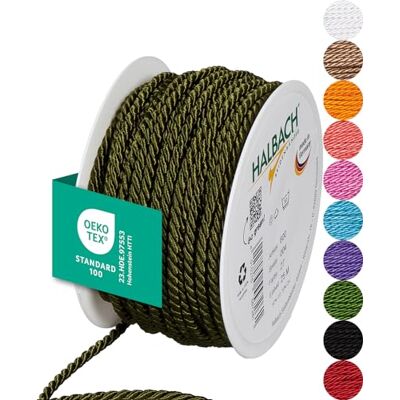 Halbach sidenband premiumsnöre (mörkgrön) bredd 4 mm längd 25 m Tillverkad i Tyskland & Öko-Tex certifierad glänsande satinsnöre av acetat Halbach sidenband premiumsnöre (mörkgrön) bredd 4 mm längd 25 m Tillverkad i Tyskland & Öko-Tex certifierad glänsande satinsnöre av acetat