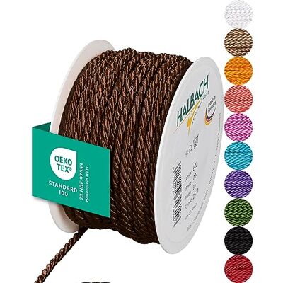 Halbach sidenband premiumsnöre (brun) bredd 4 mm längd 25 m Tillverkad i Tyskland & Öko-Tex certifierad glänsande satinsnöre av acetat Halbach sidenband premiumsnöre (brun) bredd 4 mm längd 25 m Tillverkad i Tyskland & Öko-Tex certifierad glänsande satinsnöre av acetat