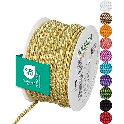 Halbach sidenband premiumsnöre (honungsgul) bredd 4 mm längd 25 m Tillverkad i Tyskland & Öko-Tex certifierad glänsande satinsnöre av acetat Halbach sidenband premiumsnöre (honungsgul) bredd 4 mm längd 25 m Tillverkad i Tyskland & Öko-Tex certifierad glänsande satinsnöre av acetat
