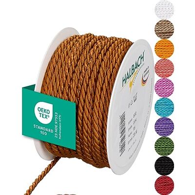 Halbach sidenband premiumsnöre (ockergul) bredd 4 mm längd 25 m Tillverkad i Tyskland & Öko-Tex certifierad glänsande satinsnöre av acetat Halbach sidenband premiumsnöre (ockergul) bredd 4 mm längd 25 m Tillverkad i Tyskland & Öko-Tex certifierad glänsande satinsnöre av acetat