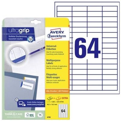 Avery Zweckform - 4785 - Vit - 48.5x16.9mm - Etikett Avery Zweckform - 4785 - Vit - 48.5x16.9mm - Etikett