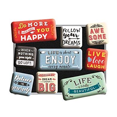 ART Kylskåpsmagneter i retrostil, Enjoy Life – Presentidé för nostalgiälskare, Magnetset för magnettavlor, Deko vintagedesign, 9 stycken ART Kylskåpsmagneter i retrostil, Enjoy Life – Presentidé för nostalgiälskare, Magnetset för magnettavlor, Deko vintagedesign, 9 stycken