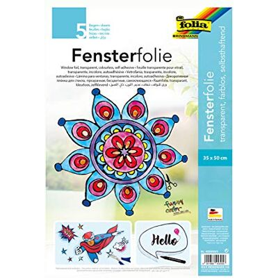 folia 450300/5 – Fönsterfilm, färglös, självhäftande, ca 35 x 50 cm, 5 ark – perfekt som mall för fönsterbilder, fönsterfärg folia 450300/5 – Fönsterfilm, färglös, självhäftande, ca 35 x 50 cm, 5 ark – perfekt som mall för fönsterbilder, fönsterfärg