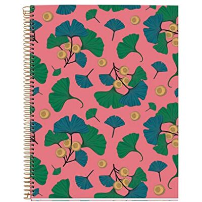 Miquelrius A4 anteckningsbok, 4 färgade ränder, 5 x 5 mm galler, 120 ark 70 g/m², spiral, ren ginko samling, rosa Miquelrius A4 anteckningsbok, 4 färgade ränder, 5 x 5 mm galler, 120 ark 70 g/m², spiral, ren ginko samling, rosa