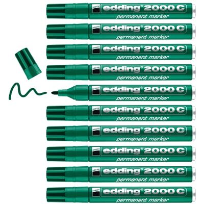 edding 2000 C permanent markör grön 10 pennor rund spets 1,5–3 mm snabbtorkande vatten- och torkningsbeständig för kartong, plast, trä, metall universell markör edding 2000 C permanent markör grön 10 pennor rund spets 1,5–3 mm snabbtorkande vatten- och torkningsbeständig för kartong, plast, trä, metall universell markör
