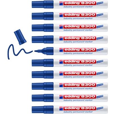 edding 8300 permanent markör industri blå 10 pennor rund spets 1,5–3 mm för permanent markering av lätt oljiga och dammiga ytor edding 8300 permanent markör industri blå 10 pennor rund spets 1,5–3 mm för permanent markering av lätt oljiga och dammiga ytor