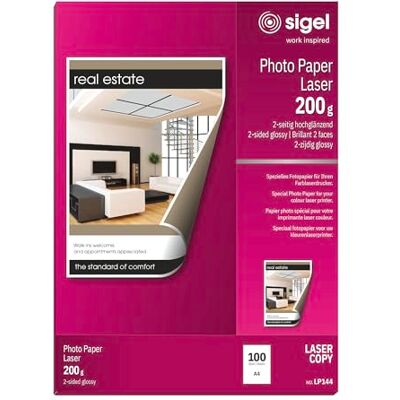 Sigel 200g A4 fotopapper för färglaser/kopiator – ljusvit (100 ark) 100 Sheets Sigel 200g A4 fotopapper för färglaser/kopiator – ljusvit (100 ark) 100 Sheets