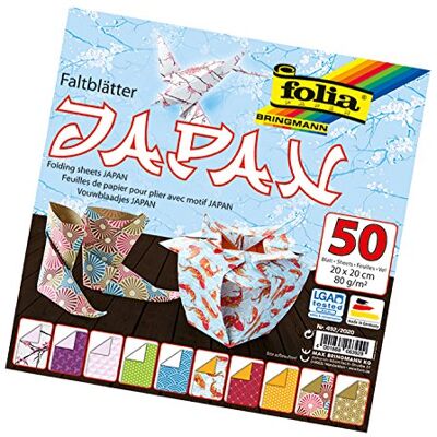 folia 492/2020 – Fällblad Japan, 20 x 20 cm, 80 g/kvm, 50 ark sorterade i 10 motiv – perfekt för vackra vikfigurer och former folia 492/2020 – Fällblad Japan, 20 x 20 cm, 80 g/kvm, 50 ark sorterade i 10 motiv – perfekt för vackra vikfigurer och former