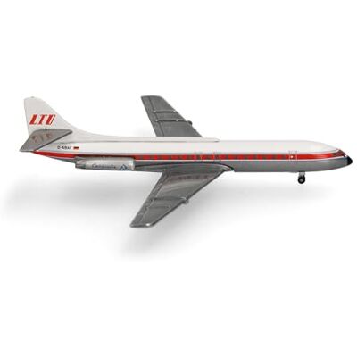 Herpa flygplansmodell LTU Sud Aviation Caravelle, miniatyr i skala 1:500, samlarobjekt, flygplansmodell utan ställ, metall Herpa flygplansmodell LTU Sud Aviation Caravelle, miniatyr i skala 1:500, samlarobjekt, flygplansmodell utan ställ, metall